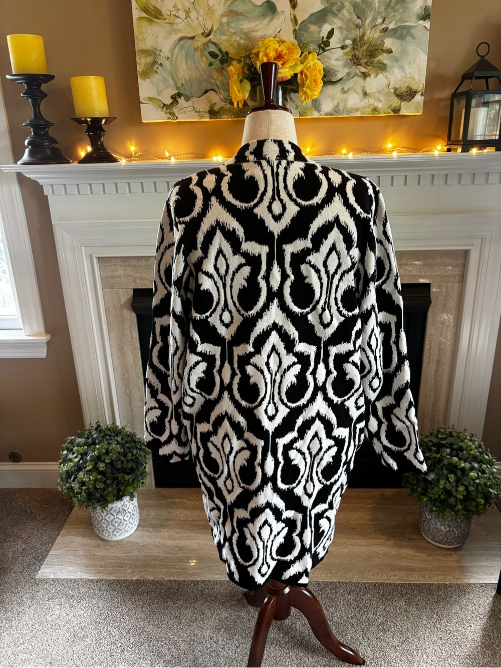 *NEW* Chico’s Contrast Jacquard Cardigan Sweater - Size 2XL - Picture 4 of 7